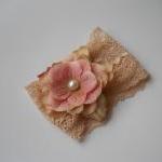 Antique Rose And Champagne Wrist Corsage Bridal..